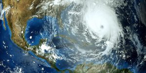 Vue satellite d’un cyclone. Crédits : Adobe stock